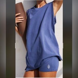 Free People Hot Shot Micro Set Ultra Indigo Tank Top and Micro Shorts- Women